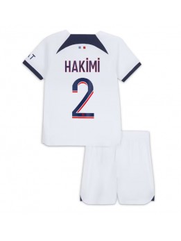 Billige Paris Saint-Germain Achraf Hakimi #2 Bortedraktsett Barn 2023-24 Kortermet (+ Korte bukser)
